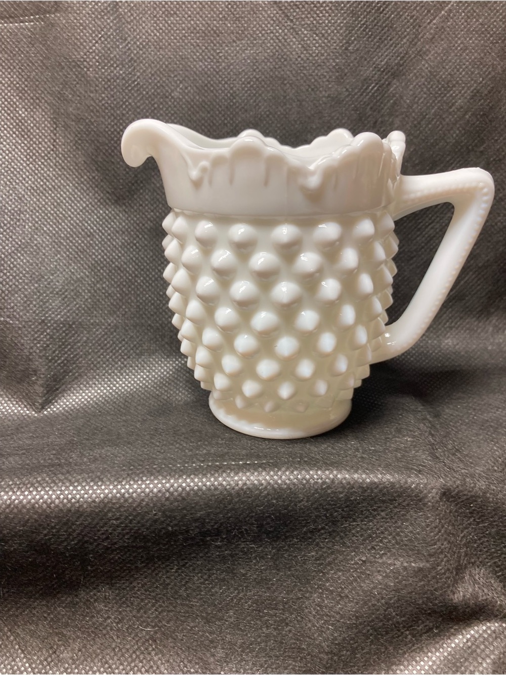 Fenton White Hobnail Glass Pitcher